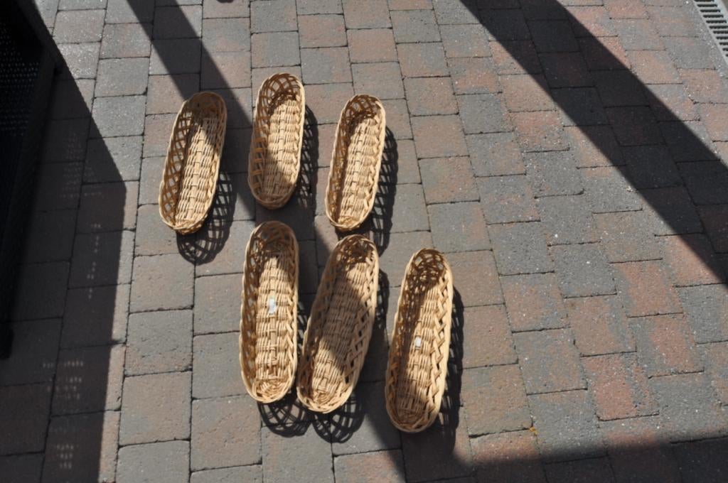 6 paniers tissés, Maison & Meubles, Comme neuf, Synthétique, Enlèvement, Panier