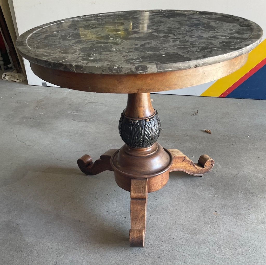 Table ronde ancienne avec marbre (110 cm), Enlèvement