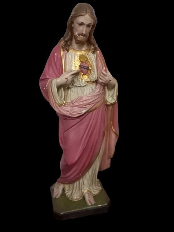 roze Jezus beeld in plaaster, Antiek en Kunst, Ophalen