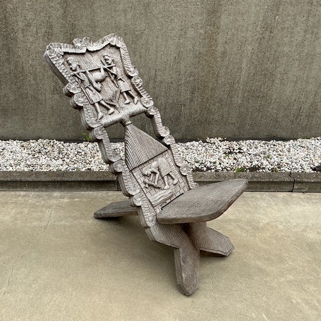 Afrikaanse houten bevalligsstoel, Antiek en Kunst, Ophalen, Hout, Houtsnijwerk