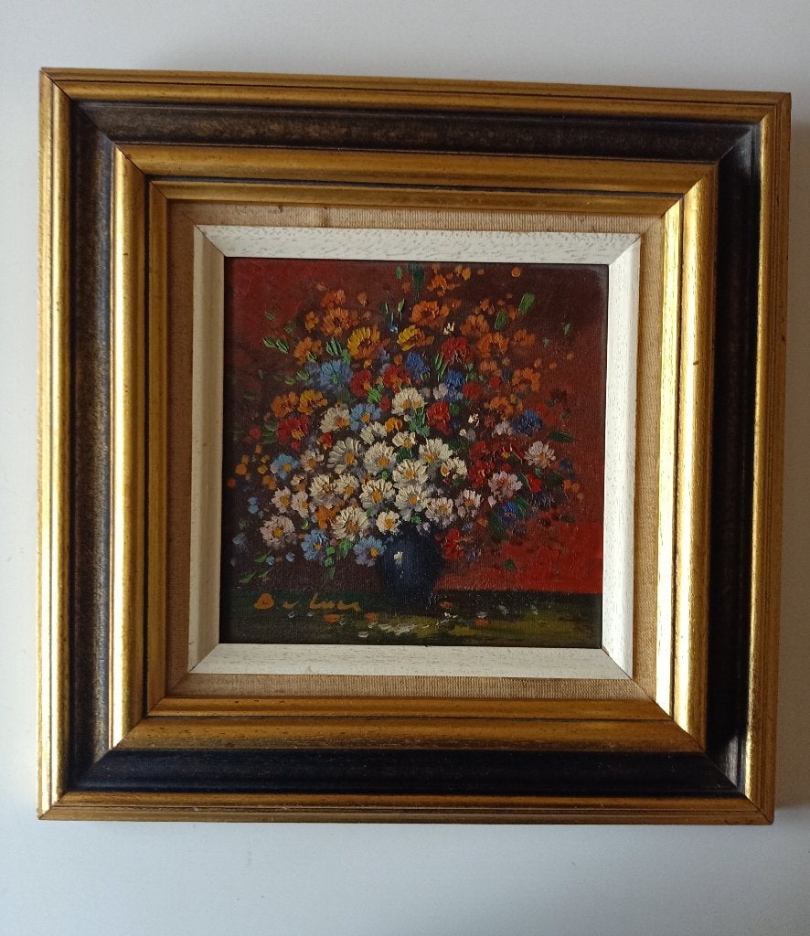 peinture à l'huile avec cadre 37x37cm, Enlèvement