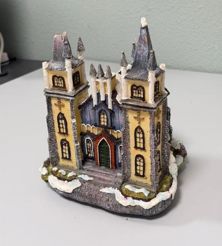 Église/cathédrale de Noël, village de Noël illuminé — 24 cm, Divers, Noël, Enlèvement ou Envoi, Utilisé
