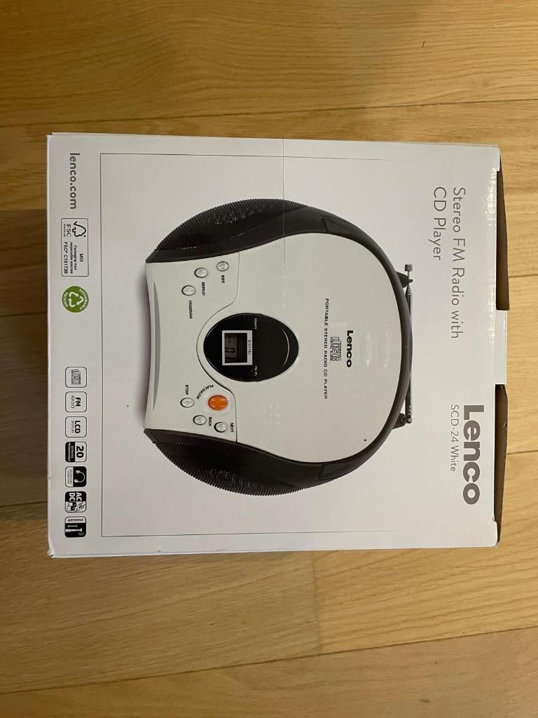 Lenco SCD-24 White Stereo FM Radio met CD speler, Ophalen, Discman