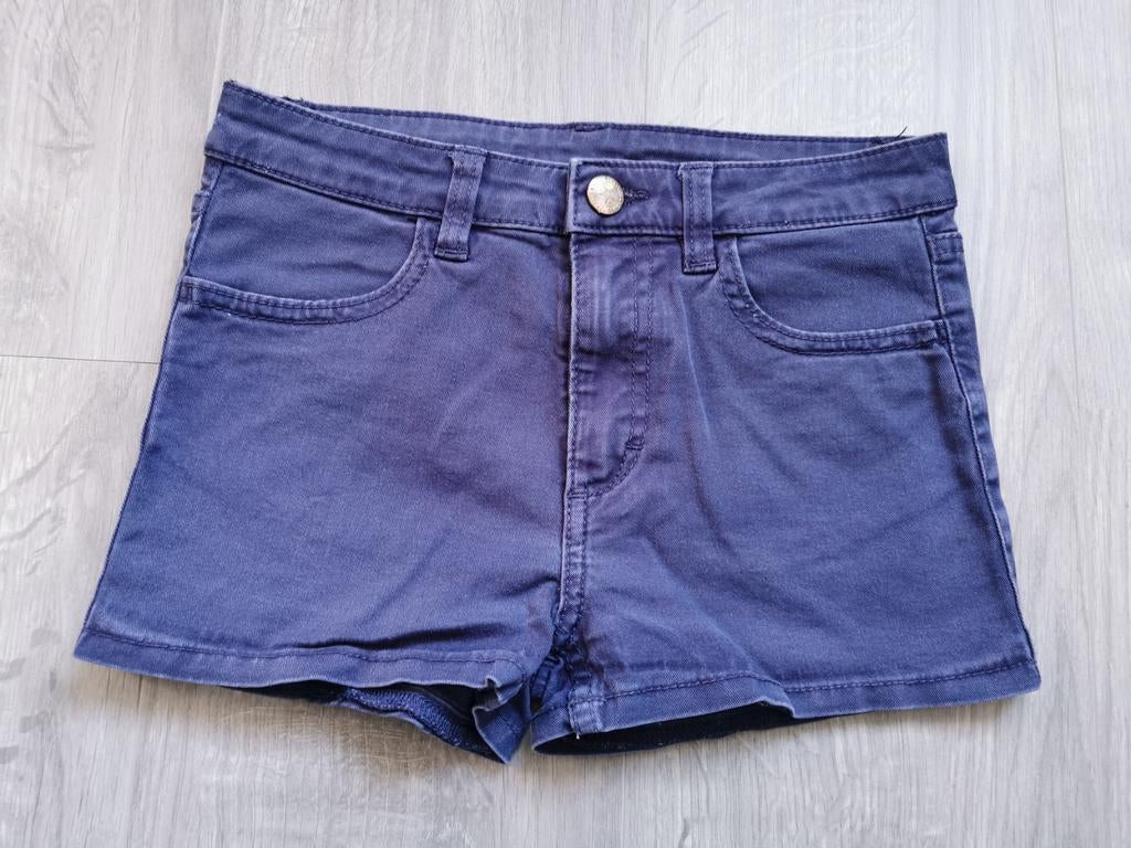 Blauwe short H&M - maat 140, Kinderen en Baby's, Kinderkleding | Maat 140, Broek, Gebruikt, Meisje, H&M