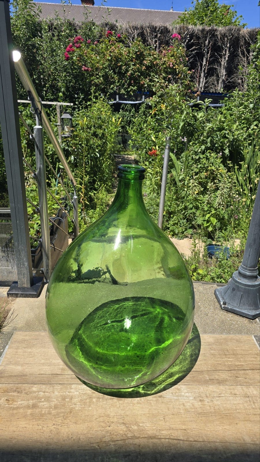 Grote ballonfles / grote bokaal / Dame Jeanne / gistfles, Ophalen, 50 tot 75 cm, Groen, Glas