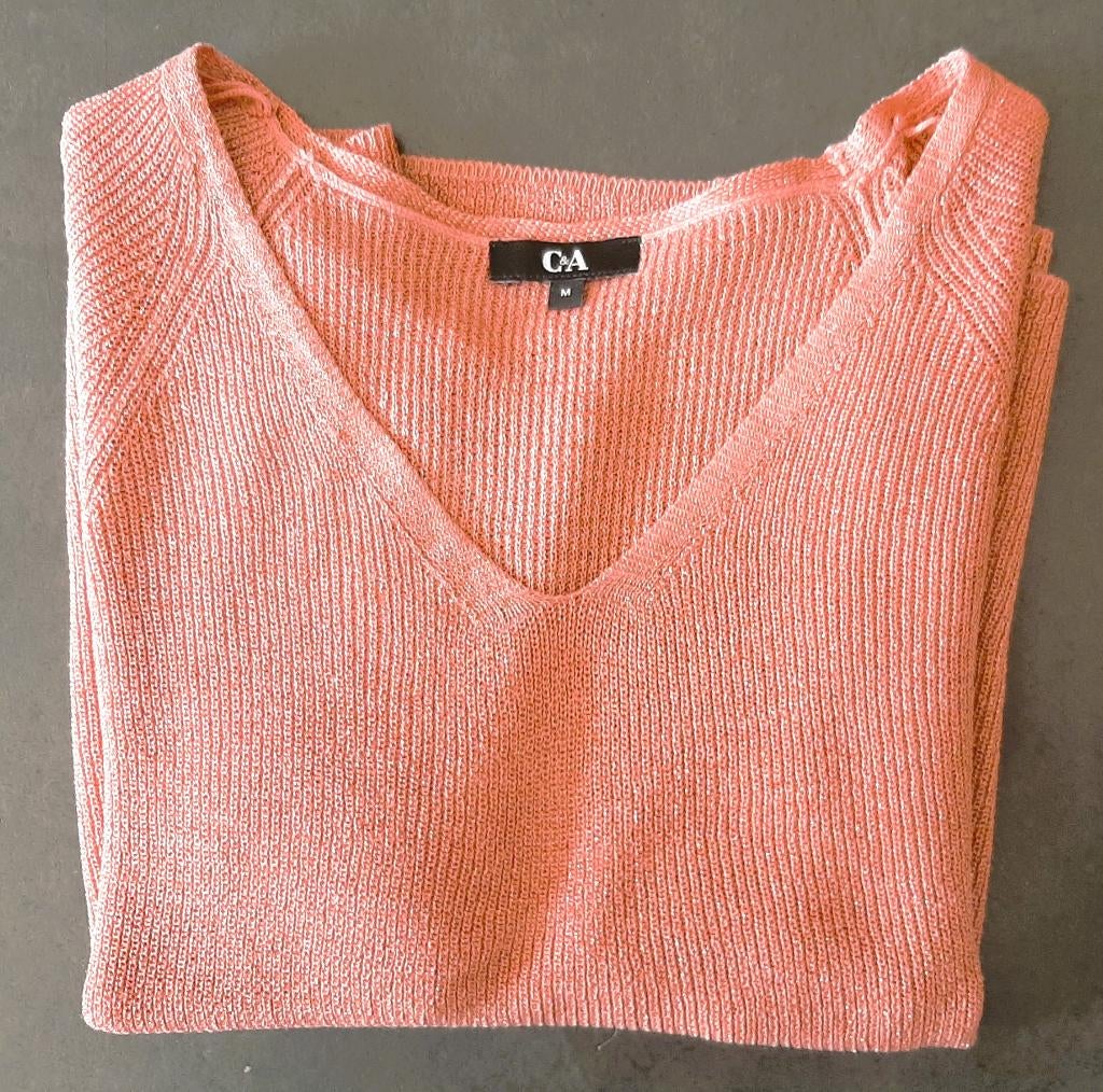 Te koop: Nieuw!!! Bruine blouse met glitter, en V-hals  M., Bruin, Nieuw, Korte mouw, Ophalen