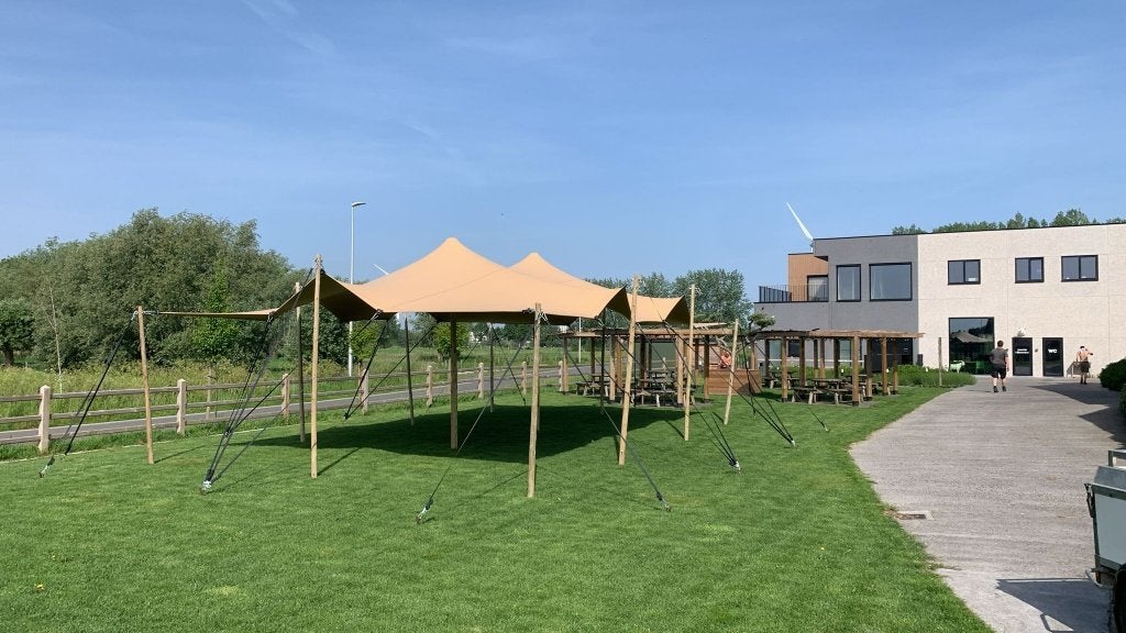 Stretchtent te huur 6,5 x 10 m, Tuin en Terras, Partytenten, Overige typen, 6 meter of meer, Nieuw, 8 meter of meer