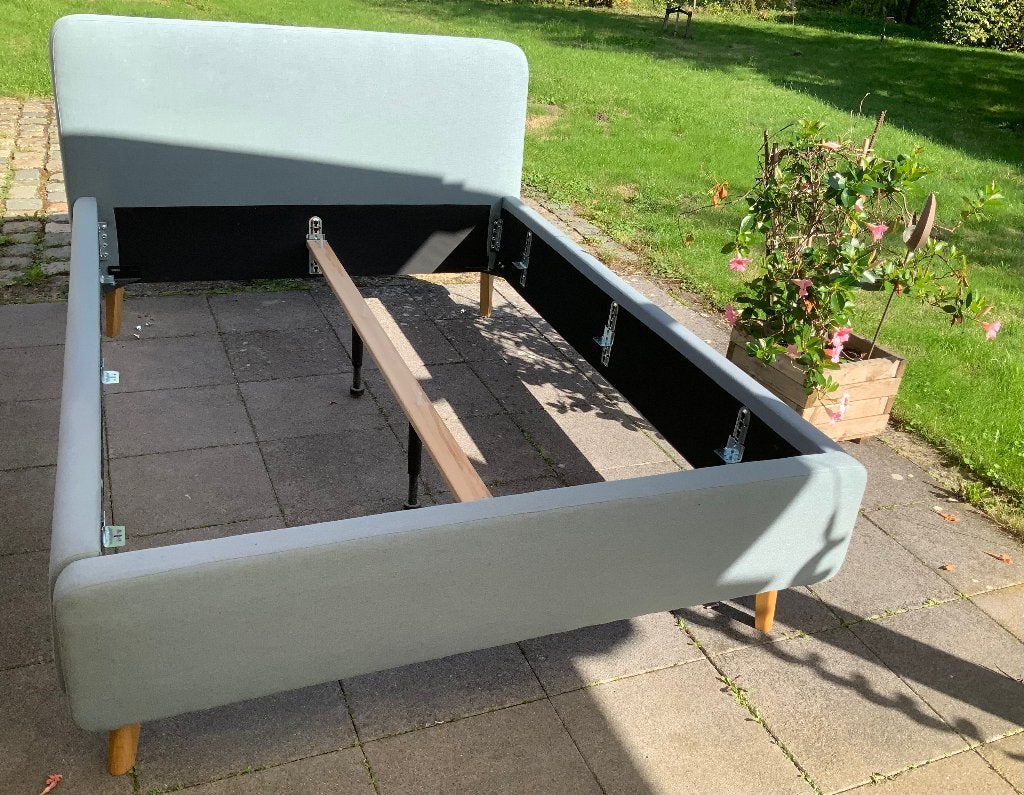 Bed met lattenbodems 2x70cm, Ophalen, Gebruikt, Tweepersoons, 160 cm