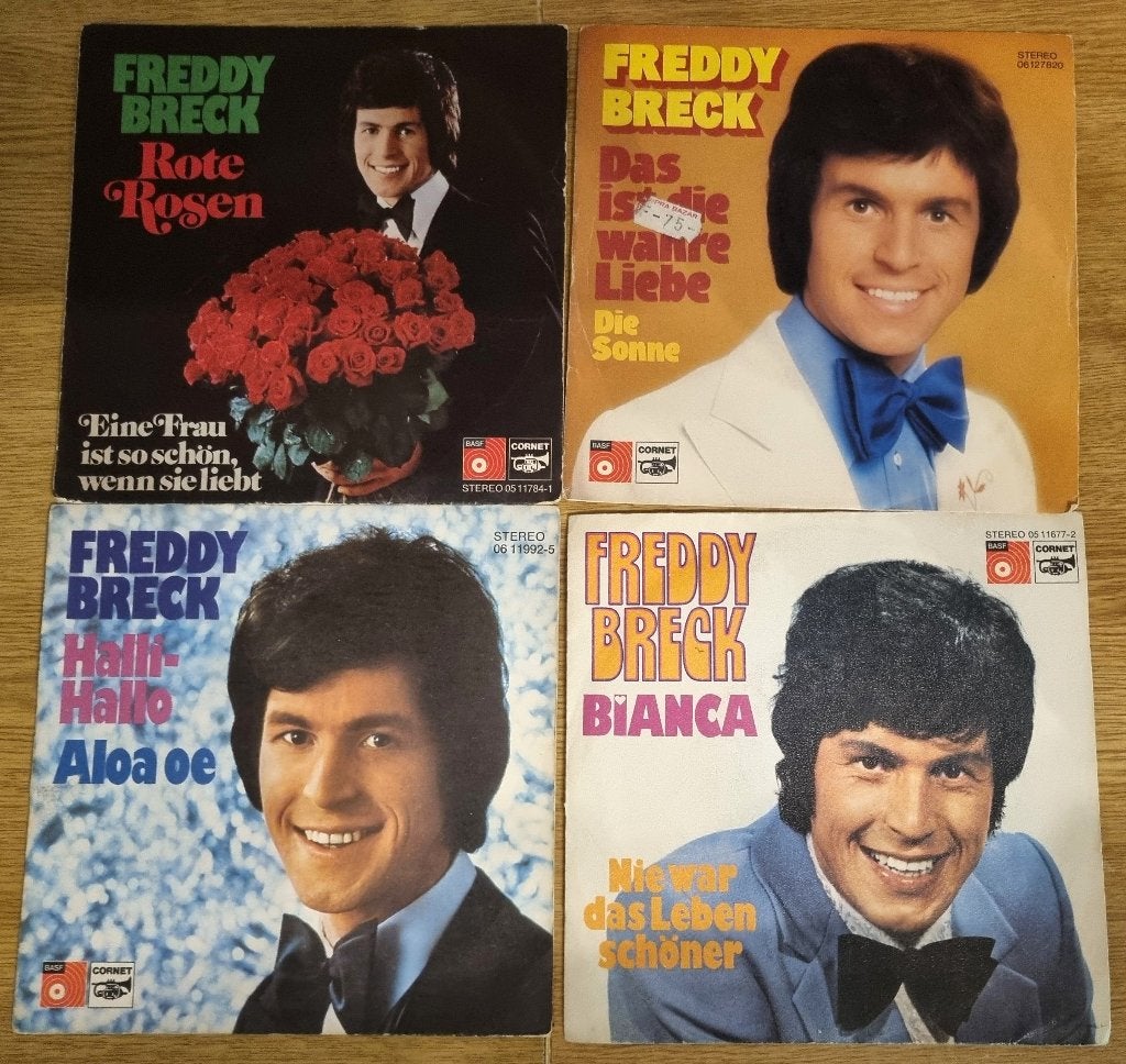 4 vinyles 45t  Freddy Breck excellent état; pos.achat séparé, Enlèvement ou Envoi