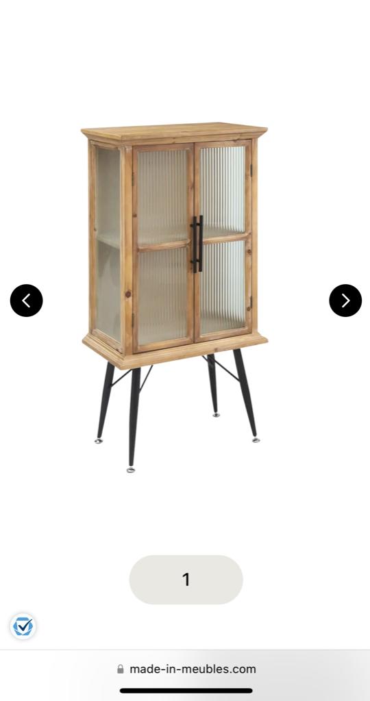 URGENT URGENT : Vitrine Vintage en Bois Neuve, Neuf, 25 à 50 cm, Avec porte(s), Verre