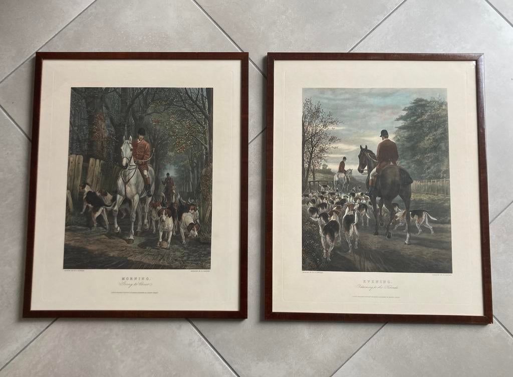 Set van 2 Klassieke Engelse Jachtprenten – E.A.S. Douglas, Antiek en Kunst, Ophalen
