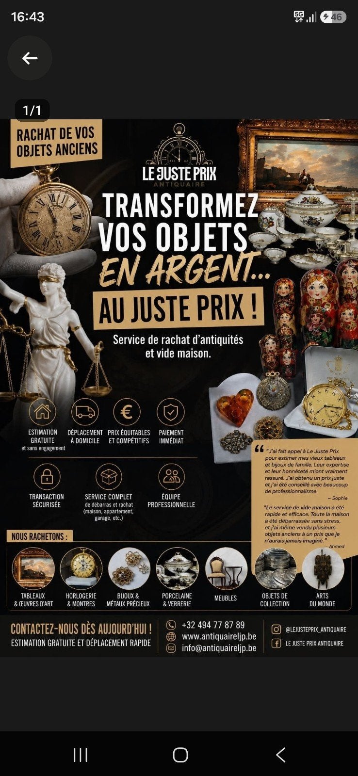 lejuste prix à votre service, Enlèvement ou Envoi