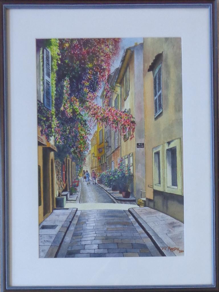 JEAN-JACQUES ROUSSEAU / STRAATZICHT ORIGINEEL 78x58cm KADER, Enlèvement