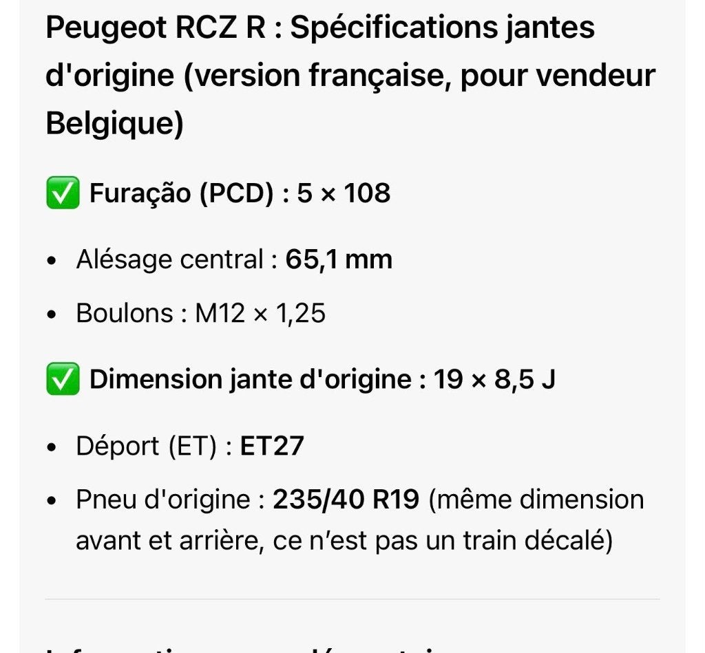 5 jantes peugeot rcz R., Autos : Pièces & Accessoires, Enlèvement, 19 pouces, Pneus hiver, Jante(s)