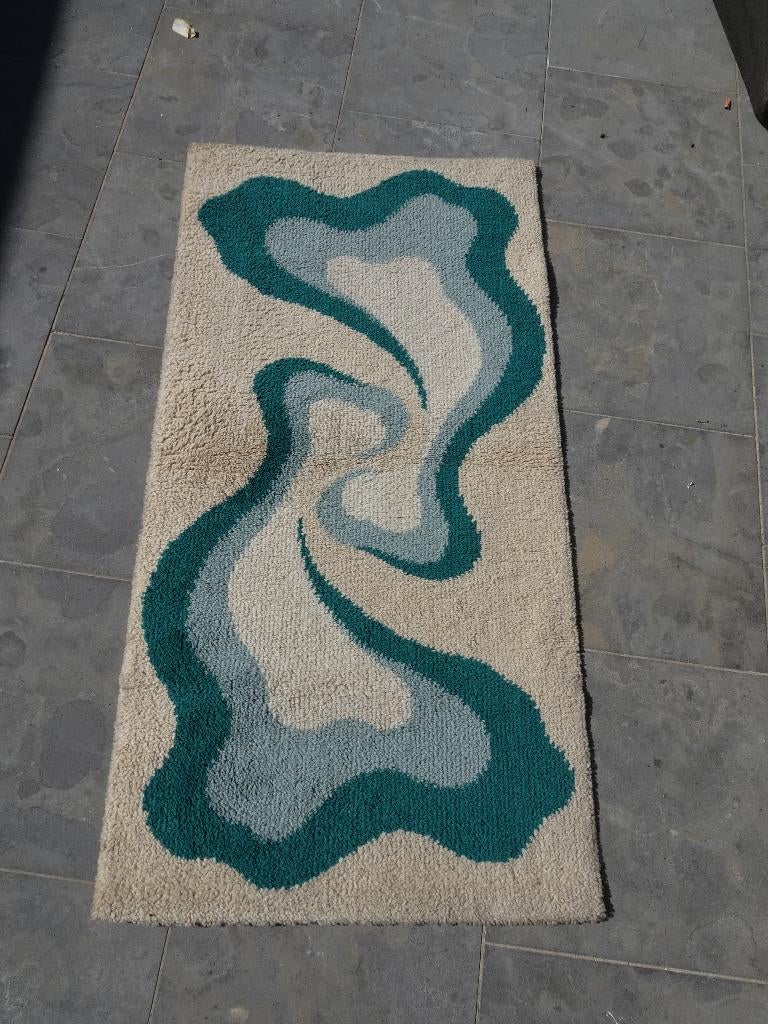 RETRO SPACE AGE 1970s WOOL WOVEN TAPIJT PSYCHEDELIC VINTAGE, Ophalen of Verzenden