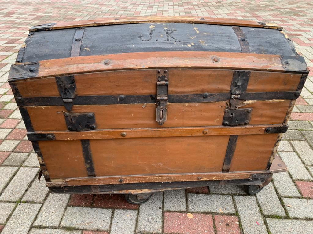 Retro piraten zeemanskoffer kist gesigneerd, Ophalen, Zo goed als nieuw