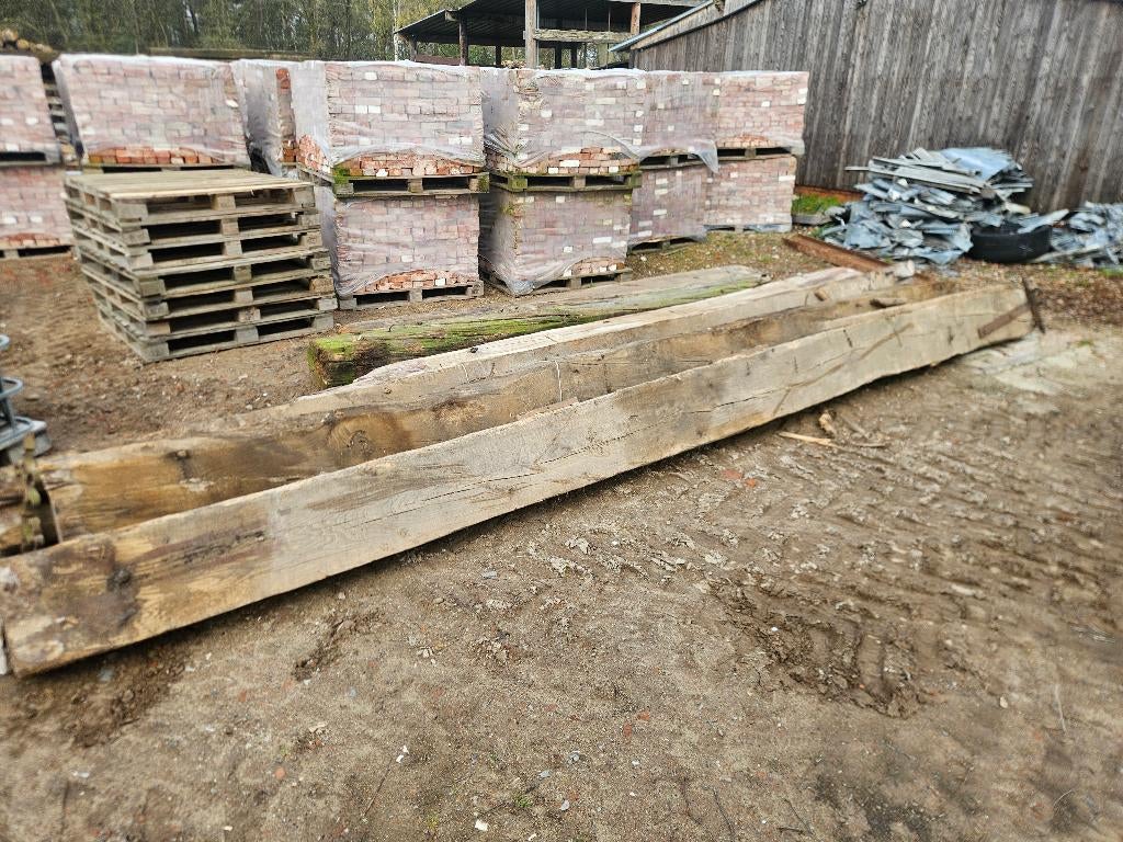 Eiken balken, Gebruikt, Eiken, Ophalen of Verzenden, 300 cm of meer