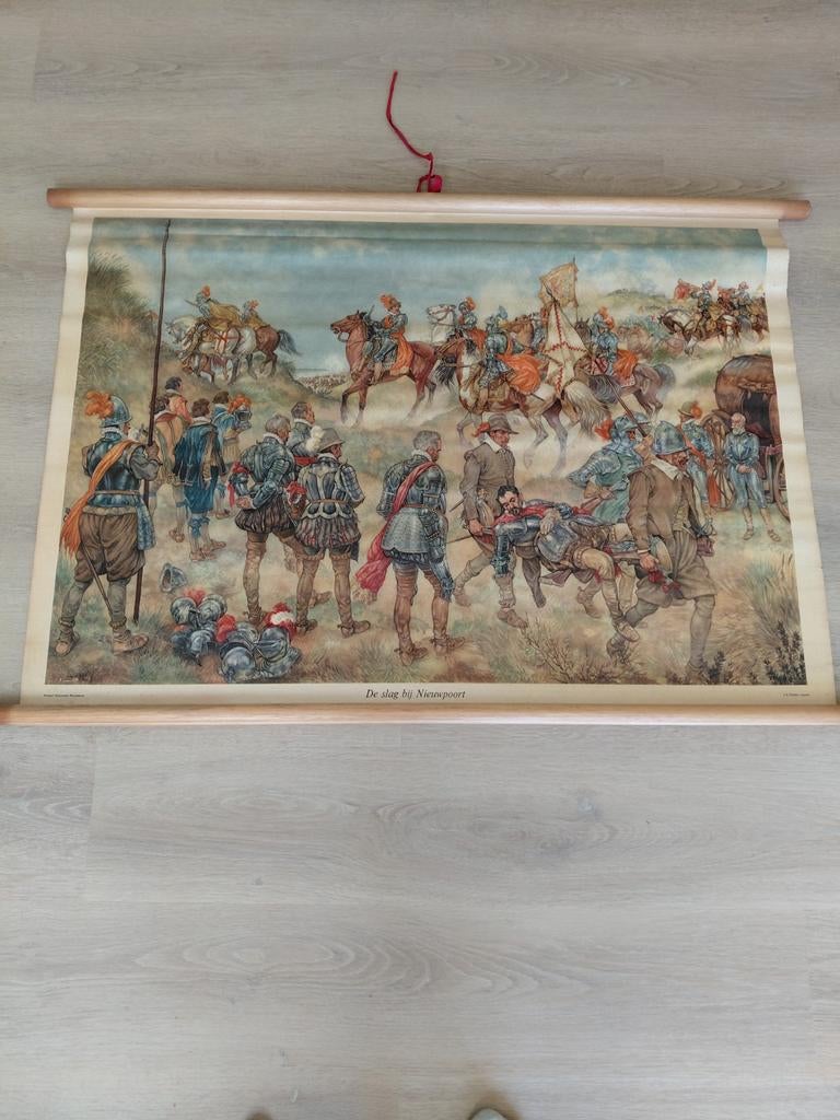Schoolplaat De Slag bij Nieuwpoort, Antiek en Kunst, Ophalen