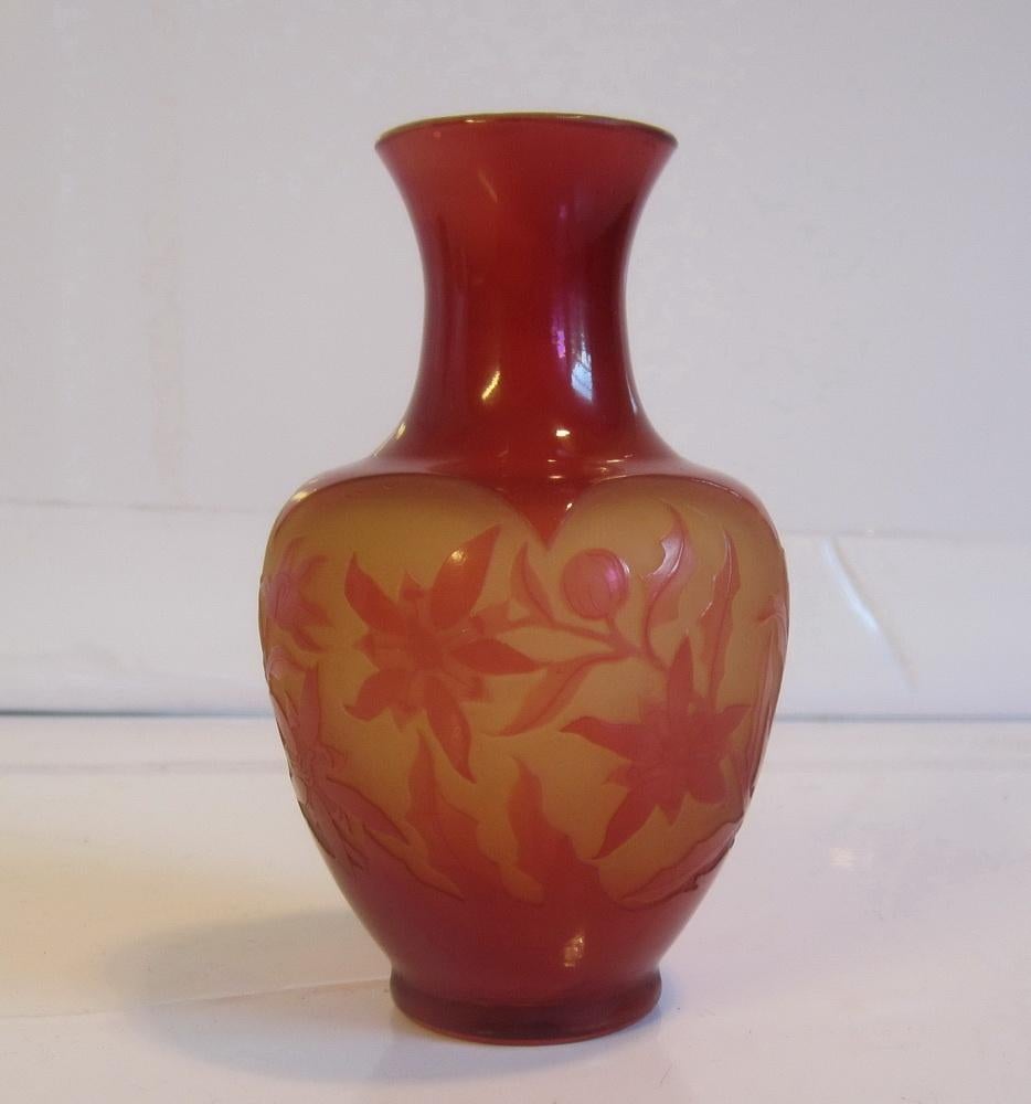 Vase ancien en verre camée D'Argental, art nouveau, ca1900, Antiquités & Art, Envoi