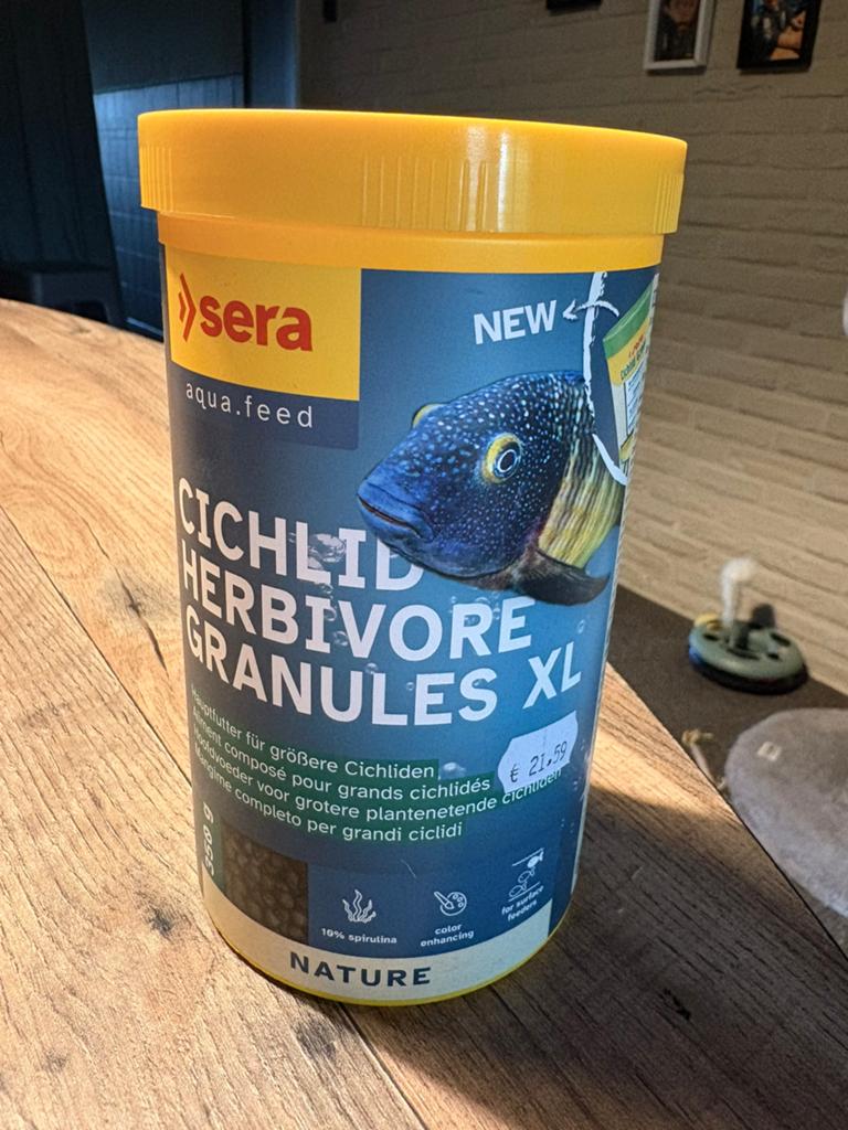 Cichliden herbivore granules XL, Dieren en Toebehoren, Ophalen, Zo goed als nieuw