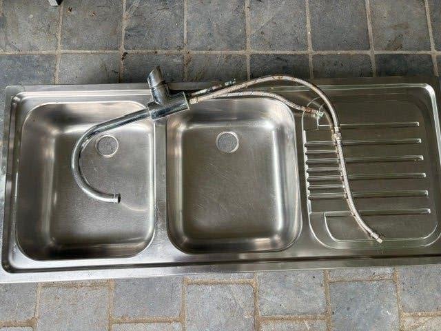 Spoelbak en mengkraan, Huis en Inrichting, Ophalen, Gebruikt, 100 tot 150 cm, 50 tot 100 cm
