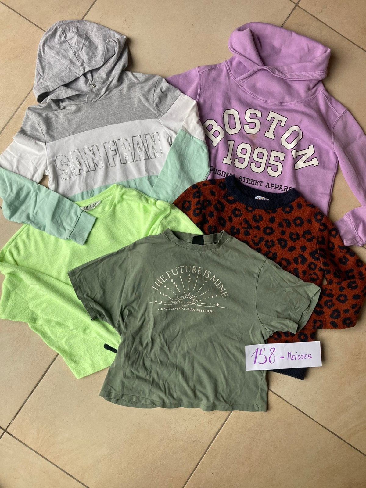 Twee Hoodies, twee Truitjes en 1 Shirt maat 158, Ophalen, Gebruikt, Maat 158