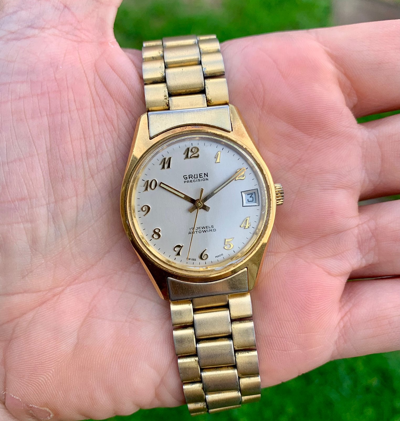 Gruen precision autowind, Montre-bracelet, Autres marques, Enlèvement ou Envoi, Acier