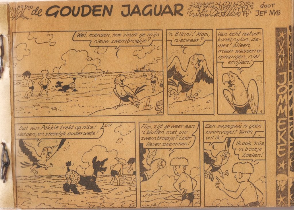 JOMMEKEN " De Gouden Jaguar "  strip uit krant van '60 jaren, Boeken, Stripverhalen, Gelezen, Verzenden, Eén stripboek, Jef Nys.