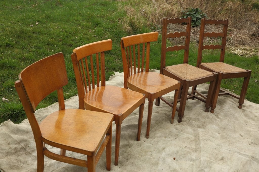 chaises en bois vintage, Vintage, Brun, Enlèvement, Utilisé