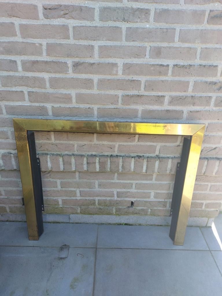 Cadre en laiton pour feu à vendre, Maison & Meubles, Cheminées, Enlèvement, Utilisé, Insert, Cheminée au bois