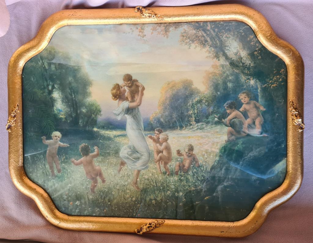 Oude kader met prent, Antiek en Kunst, Curiosa en Brocante, Ophalen