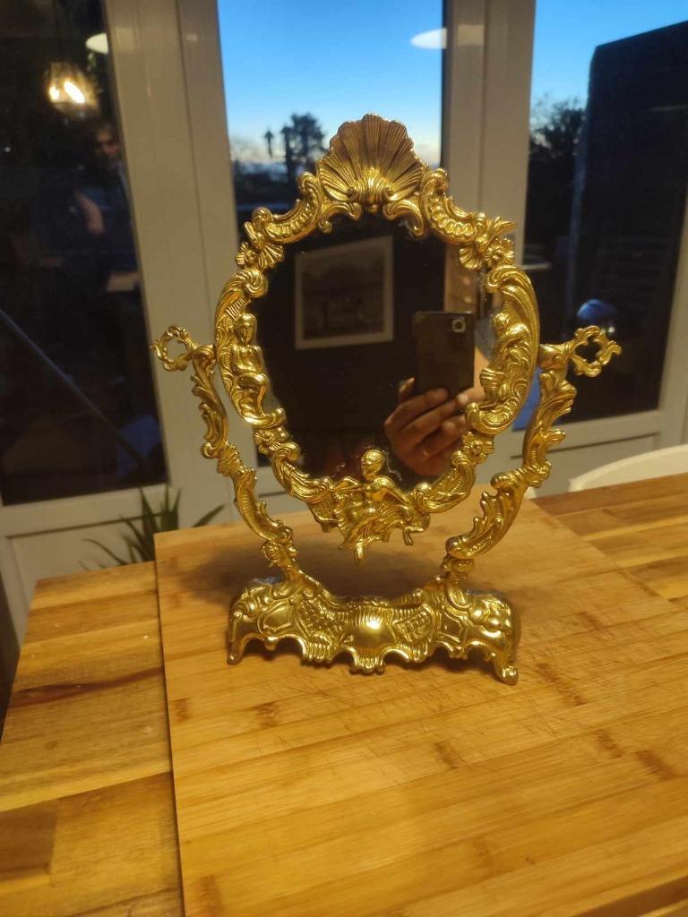 A vendre  ancien miroir psyché en bronze, Enlèvement