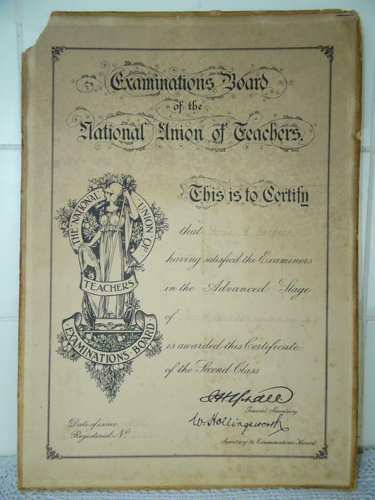 Antiek diploma 1916 Examinations board Union of teachers wow, Antiek en Kunst, Antiek | Boeken en Manuscripten, Ophalen of Verzenden