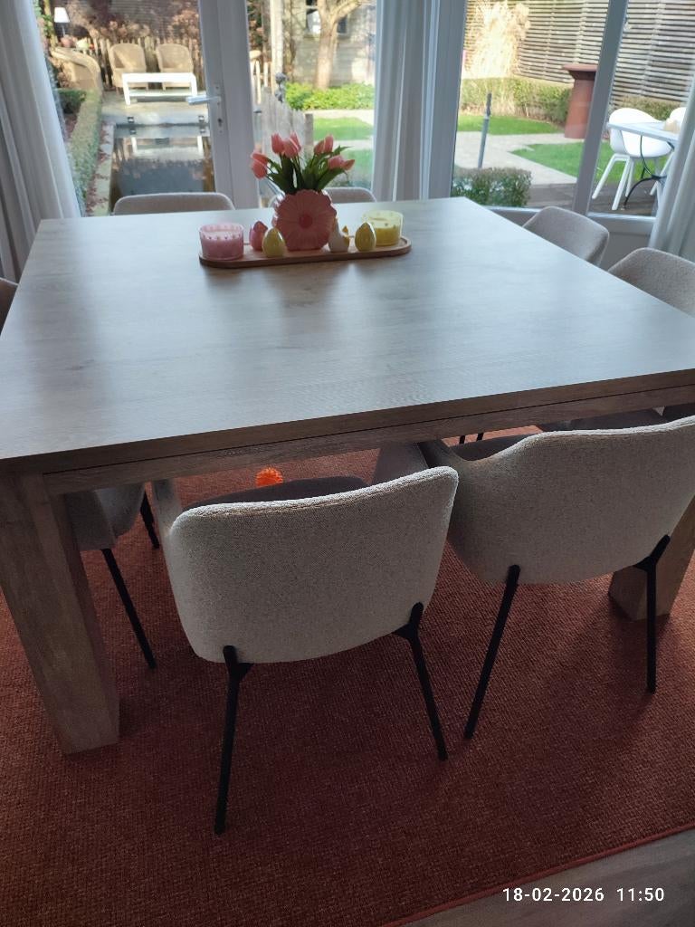 tafel, Huis en Inrichting, Tafels | Eettafels, Ophalen, Gebruikt, 150 tot 200 cm, Vierkant