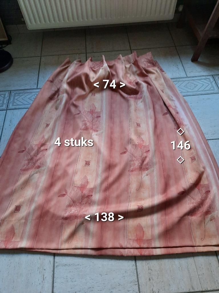 Draperie, overgordijn  4 stuks, Gebruikt, 100 tot 150 cm, Ophalen of Verzenden, Overige kleuren