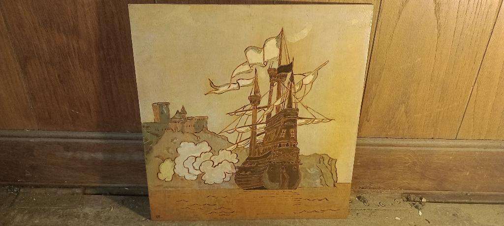Peinture sur bois Léon MOULRON, Kain, tournai, 30x33, n378, Antiquités & Art, Art | Peinture | Classique, Enlèvement ou Envoi