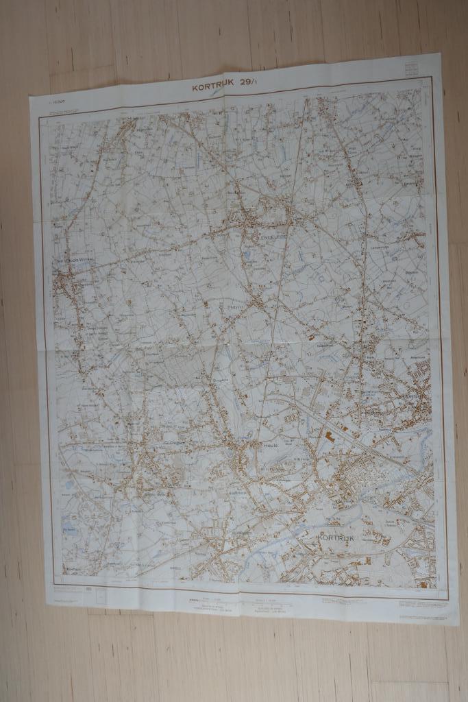 Oude topografische kaart Kortrijk-Heule-Gullegem-Bissegem..., Gelezen, Overige typen, Ophalen of Verzenden, 1800 tot 2000
