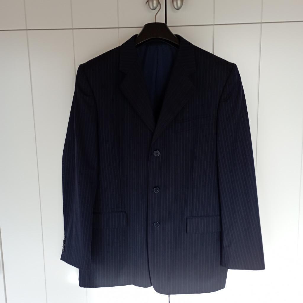 Harry Wilson donkerblauwe gestreepte blazer, Kleding | Heren, Maat 52/54 (L), Blauw, Ophalen of Verzenden, Zo goed als nieuw