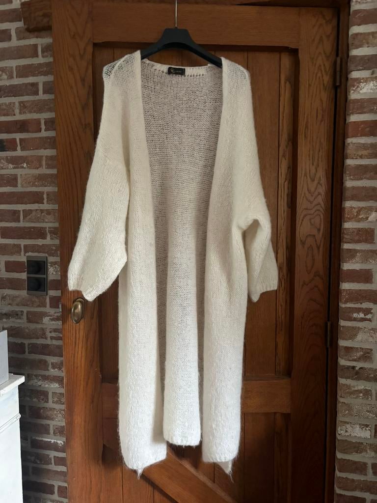 Ecru witte lange vest mohair, Ophalen, Zo goed als nieuw, Maat 38/40 (M), Wit