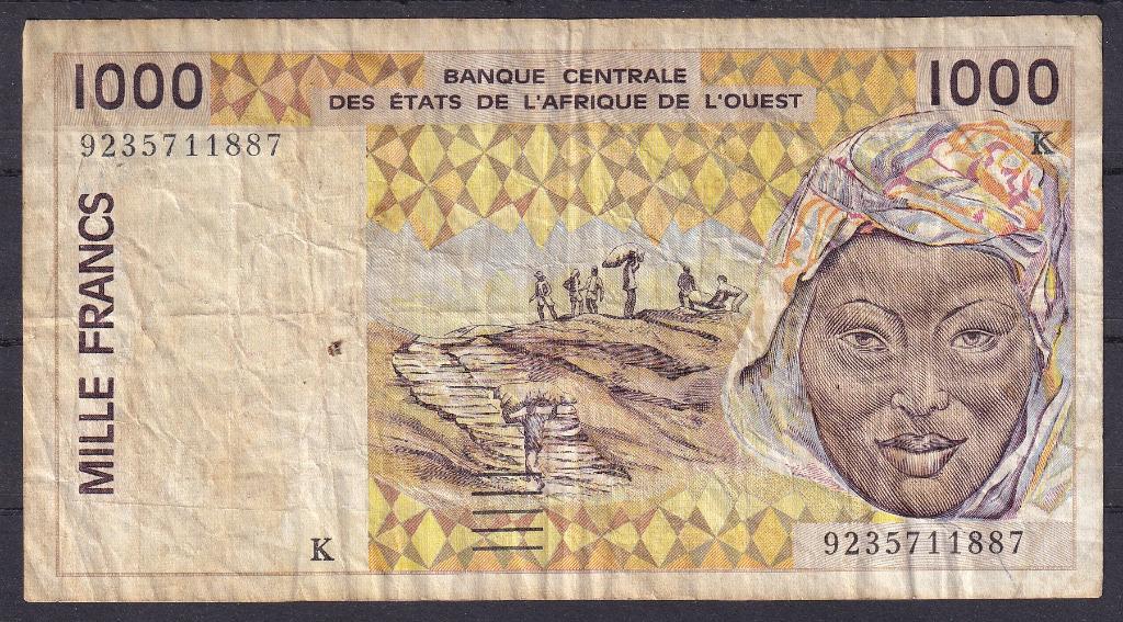 AOF – WAS K (Senegal) 1000 fr 1992 FINE, Ophalen of Verzenden, Overige landen, Los biljet
