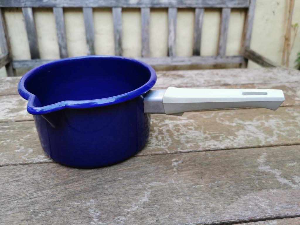 Vintage email steelpan 15 cm blauw, Enlèvement ou Envoi, Utilisé, Autres matériaux, Autres types