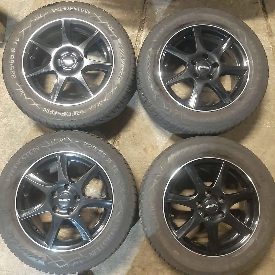 4 jantes dezent 5X112 avec pneus neige 225/55R16 95H, Ophalen, Banden en Velgen, Nieuw, 17 inch