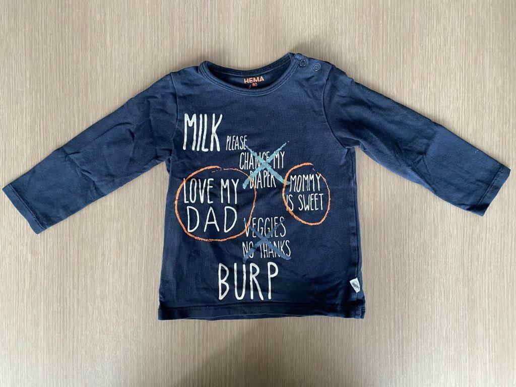 Blauwe t-shirt Hema maat 80, Enfants & Bébés, Vêtements de bébé | Taille 80, Garçon, Utilisé, Hema, Chemisette ou Manches longues