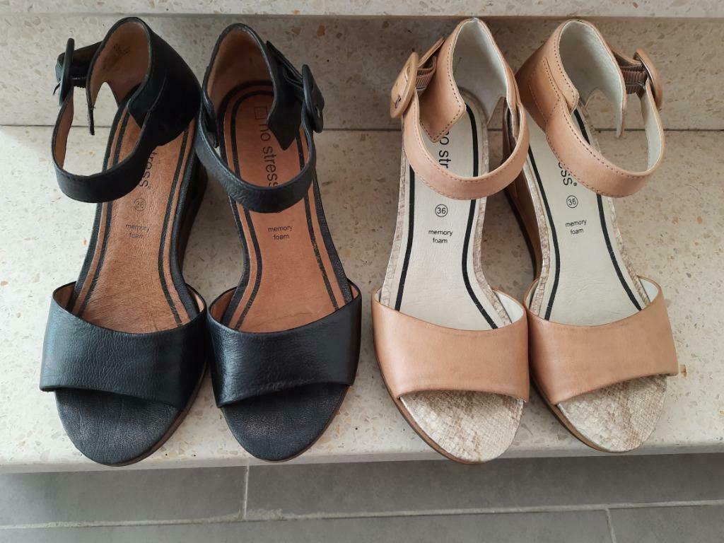 2 sandalen maat 36 _No Stress_ 10€/paar of 15€ voor beide, Enlèvement ou Envoi, Comme neuf, No Stress, Sandales et Mûles