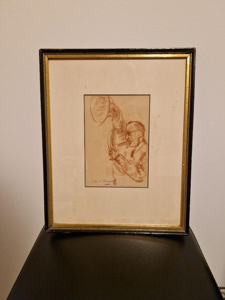 kader met tekening man met trompet, Enlèvement ou Envoi