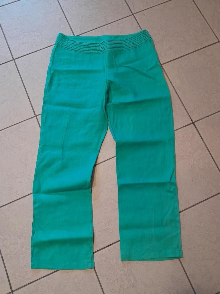 Linnen groene broek maat 42, Ophalen, Gedragen, Maat 42/44 (L)