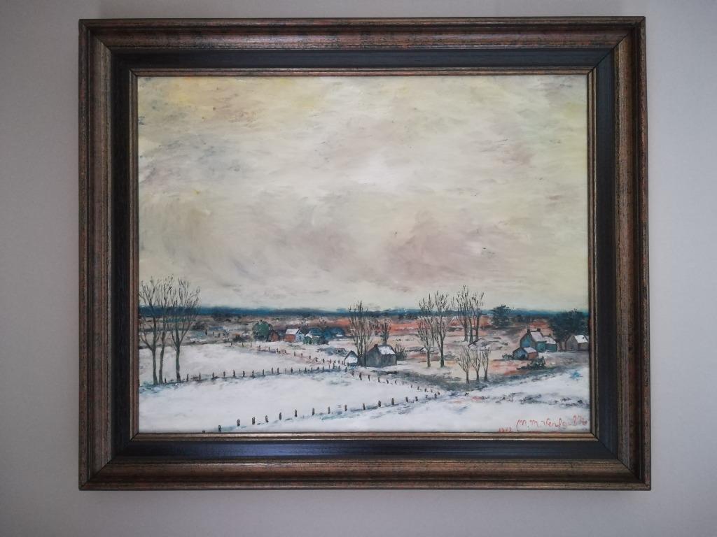 Peinture à l'huile sur toile MM Verfaillie : paysage enneigé, Enlèvement