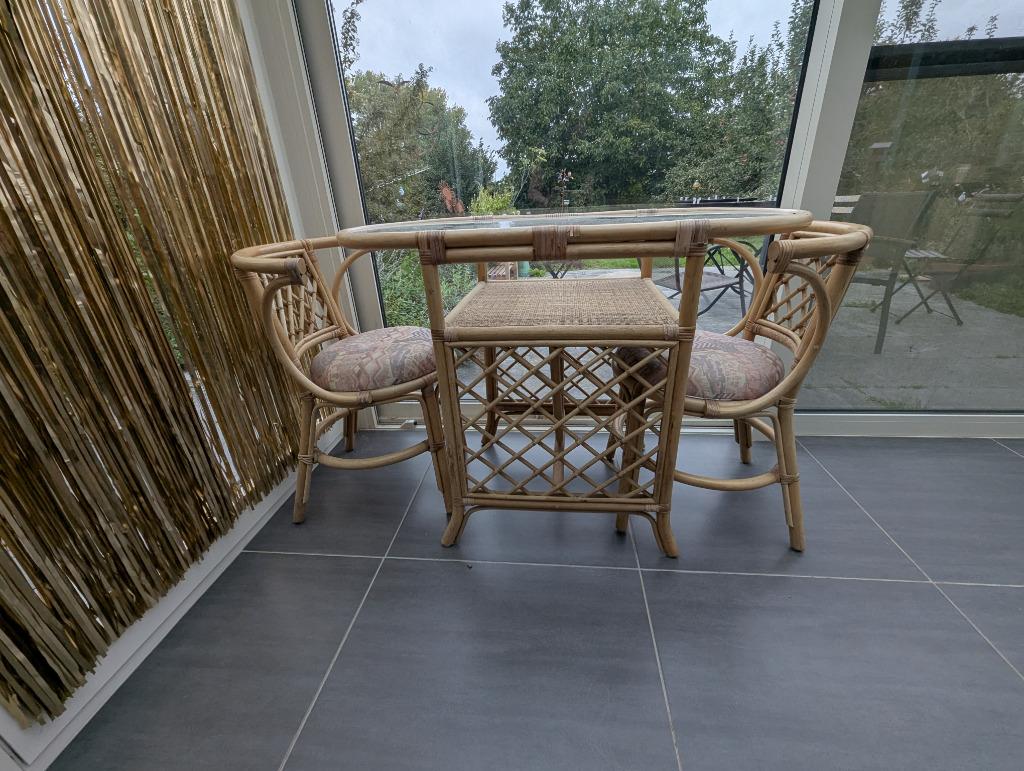 ensemble table et chaises en rotin, Enlèvement, Utilisé, Rotin