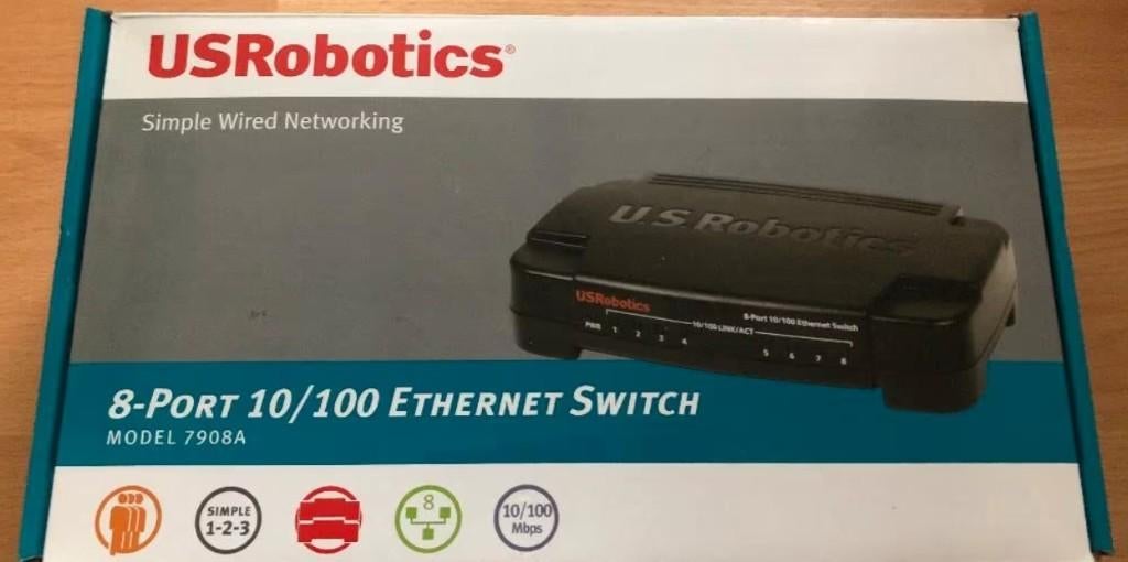 Us Robotics Ethernet switch 8-port (10/100Mbs) (USR7908), Ophalen, Nieuw