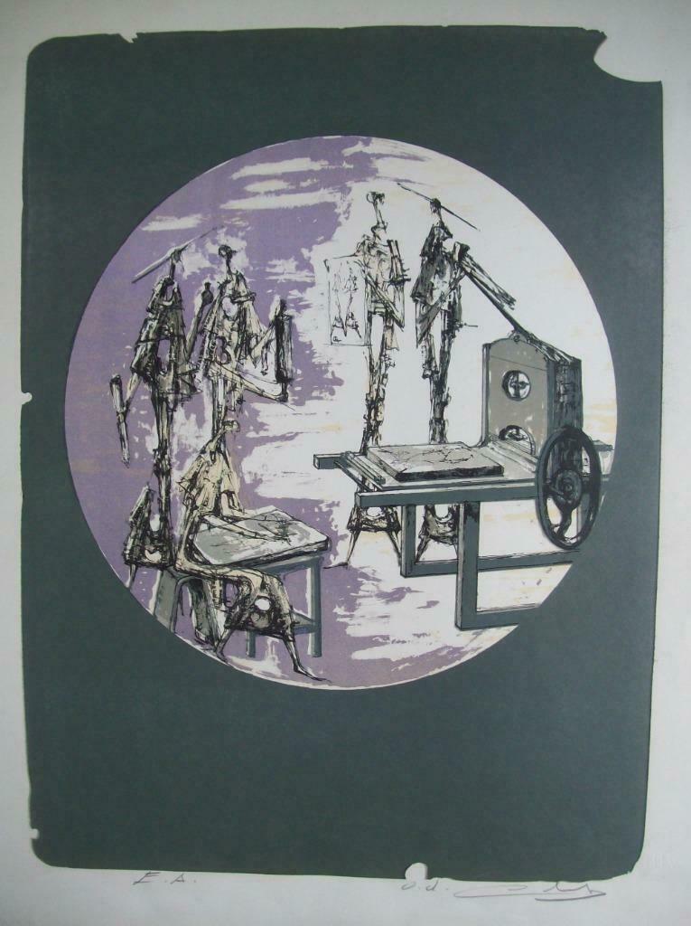 "L'atelier d'impression" - Remy Cornelissen, Antiquités & Art, Art | Lithographies & Sérigraphies, Enlèvement ou Envoi